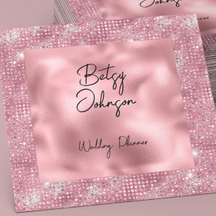 Elegant Rosa Glitter och Rosa Foil Affärskort Fyrkantigt Visitkort