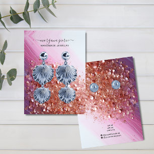Elegant Rosa Glitter Öroneringskort för judiska Vi Visitkort