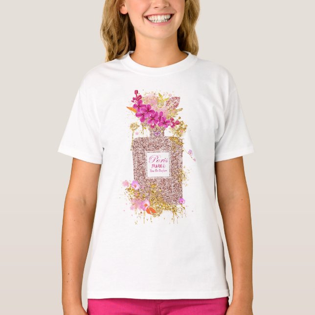 Elegant Rosa Glitter Parfym 1 T-Shirt (Framsida)