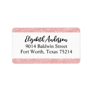 Elegant Rosa Glitter Return-adressetikett Adressetikett