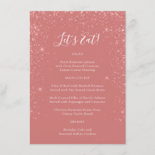 Elegant Rosa Glitter Special Ocction Menu Meny