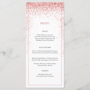 Elegant Rosa Glitter Special Ocction Menu Meny