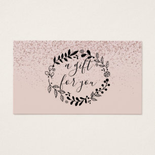 Elegant rosa glittergirland presentkort visitkort