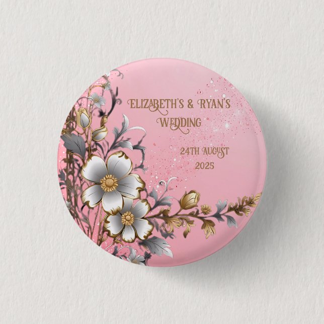 Elegant Rosa Gnistra Bröllop, bakgrund Knapp (Framsida)