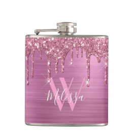Elegant  Rosa Gnistra Glitter Drives Monogram Fickplunta
