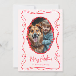 Elegant rosa God Jul foto Julkort