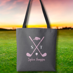 Elegant rosa golfklubb vita slingor anpassad födel tygkasse