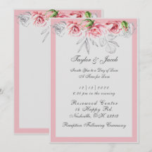 Elegant rosa & grå blomsterformel bröllop