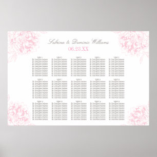 Elegant rosa grå blomstergömma bröllops sittplatse poster