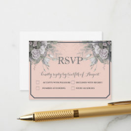 Elegant Rosa Grå & Grå Meny Val RSVP Brevkort