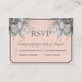 Elegant Rosa Grå & Grå Meny Val RSVP Svarsbrevskor