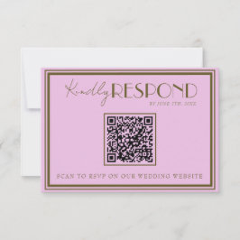 Elegant Rosa Gräsmark Gammalt Pengar QR-kod Bröllo OSA Kort