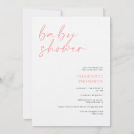 Elegant rosa grått avslappnad-manusdusch för babyd inbjudningar