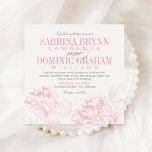 Elegant Rosa Grått Blommigt Peony Bröllop<br><div class="desc">Elegant och romantisk bröllopsinbjudan i rosa och pewter grått färg. Kvadratiskt kortformat.</div>