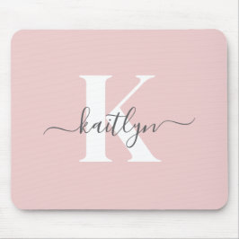 Elegant Rosa Grått Script Monogram Musmatta