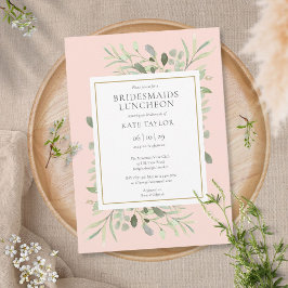 Elegant  Rosa Greenery Bridesmaids Luncheon Inbjudningar
