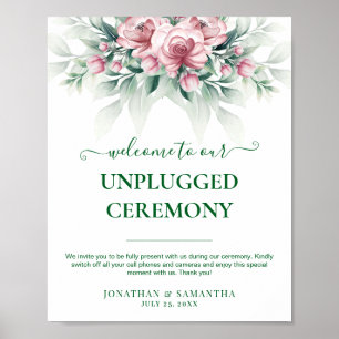 Elegant Rosa Grön arrangemang Modern Bröllop Poster
