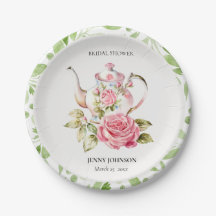 Elegant rosa grön blomsterbröllopsdusch