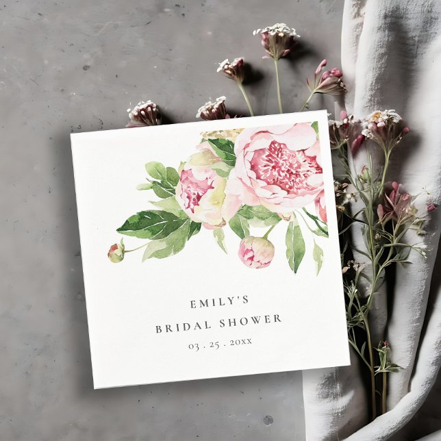 Elegant Rosa Grön Krysantemum Bröllopsdusch Pappersservett (Skapare uppladdad)