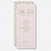 Elegant rosa grön prickig bröllopsprogram