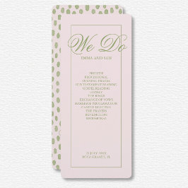 Elegant rosa grön prickig bröllopsprogram