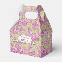 Elegant Rosa Grön Toile de Jouy Monogram
