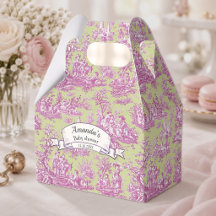 Elegant Rosa Grön Toile de Jouy Monogram