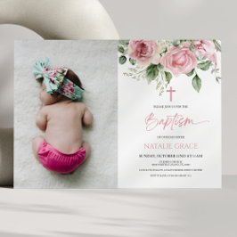 Elegant Rosa Grönt Blommigt  Anpassningsbar Bild B Inbjudningar