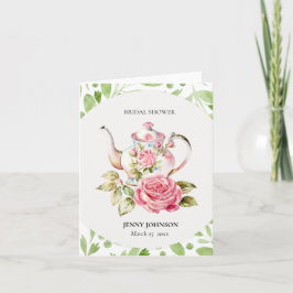 Elegant Rosa Grönt Blommigt Flowers Möhippa Inbjudan