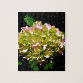 Elegant rosa grönt grönt blommigt hydrangea pussel