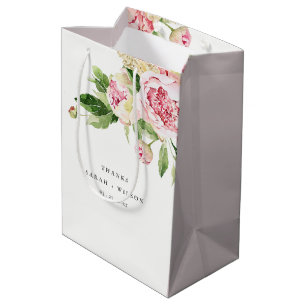 Elegant Rosa Grönt Peony Blommigt Tack Bröllop