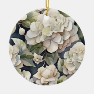 Elegant rosa grönt Sjöfärgsfärg för marin blommi Julgransprydnad Keramik