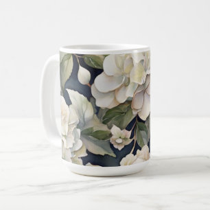 Elegant rosa grönt Sjöfärgsfärg för marin blommi Kaffemugg