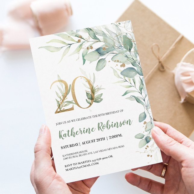 Elegant Rosa Guld 20-års Födelsedagsinbjudan för H Inbjudningar (Skapare uppladdad)