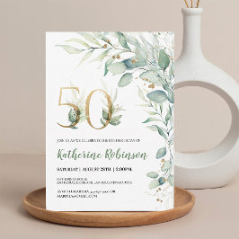 Elegant Rosa Guld 50-års Födelsedagsinbjudan Inbjudningar