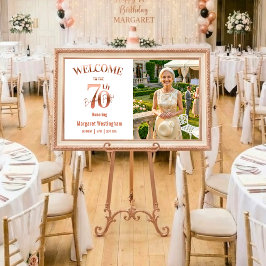 Elegant Rosa Guld 70-årsfirande Välkomstskylt Poster