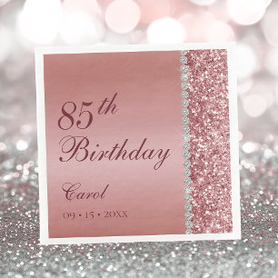 Elegant Rosa Guld 85-årsdag Pappersservett