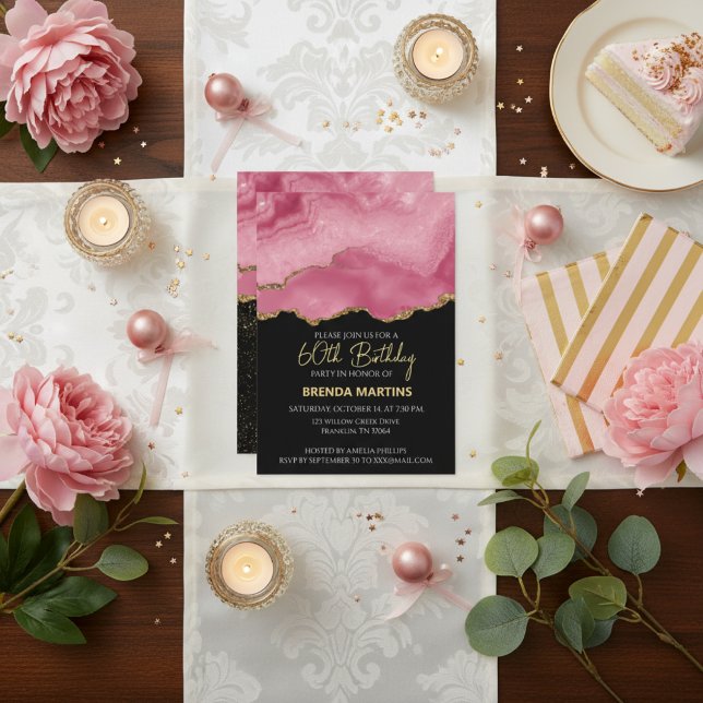 Elegant Rosa Guld Abstrakt Marmor Design Inbjudningar (Skapare uppladdad)