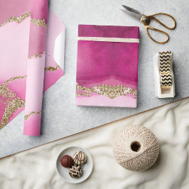 Elegant rosa guld Agat sten bröllop Presentpapper