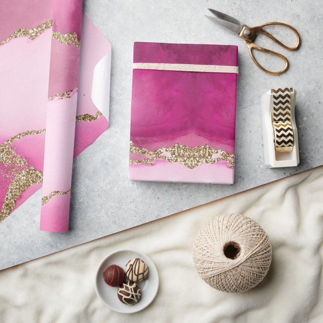 Elegant rosa guld Agat sten bröllop Presentpapper (Skapare uppladdad)