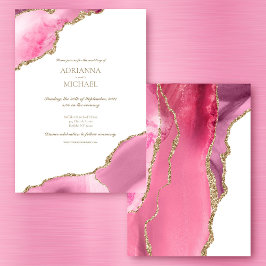 Elegant Rosa Guld Agate Bröllbjudan Inbjudningar