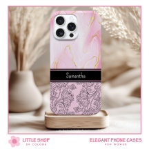 Elegant Rosa Guld Agate Paisley Monogrammed