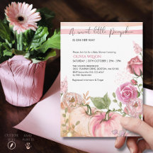 Elegant Rosa & Guld Akvarell Pumpa Bebisens Första
