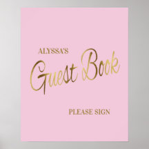 Elegant rosa guld baby shower-gästbok
