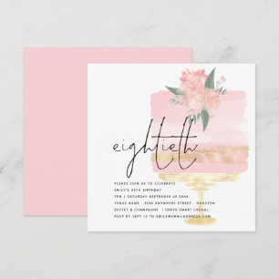 Elegant Rosa Guld Birthday Cake 80:e Party Inbjudningar
