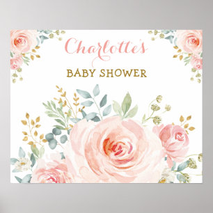 Elegant Rosa Guld Blommig Babykalas Födelsedag Poster