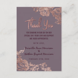 Elegant Rosa Guld Blommig Lila Mauve Tack