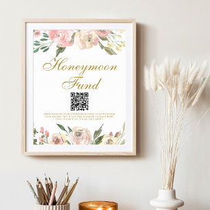 Elegant Rosa Guld Blommigt Bröllop HoneyMånfond Poster