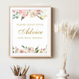 Elegant Rosa Guld Blommigt Bröllop Poster