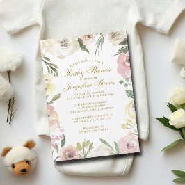 Elegant  Rosa Guld Blommigt Flicka Shower Magnetisk Inbjudningskort